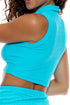 Luli Fama Beach Fuzz Deep V Polo Crop Top
